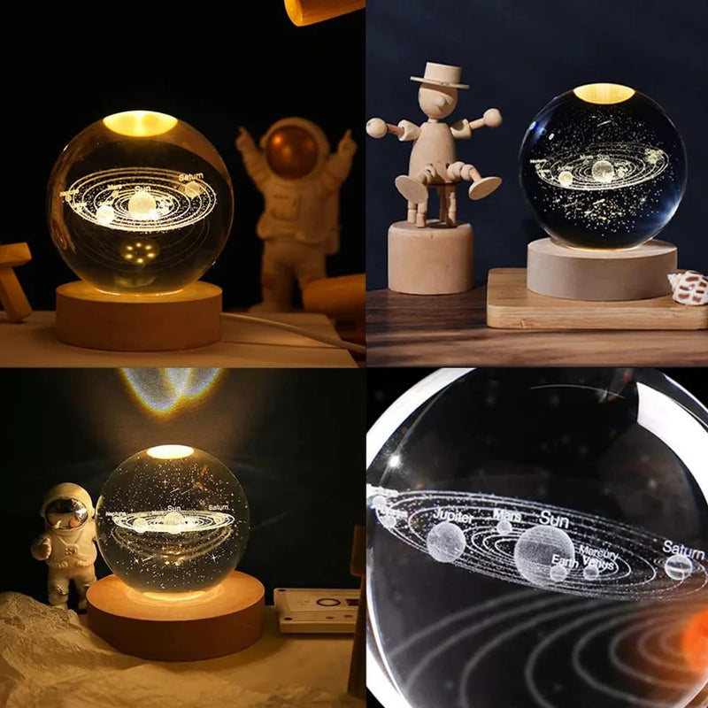 Astro World LED: Luz Noturna 3D com Escultura Galáctica