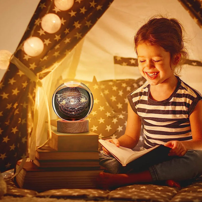 Astro World LED: Luz Noturna 3D com Escultura Galáctica